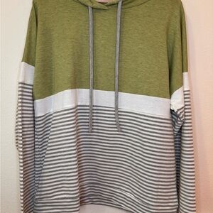 NEW Green and Gray Striped Hoodie